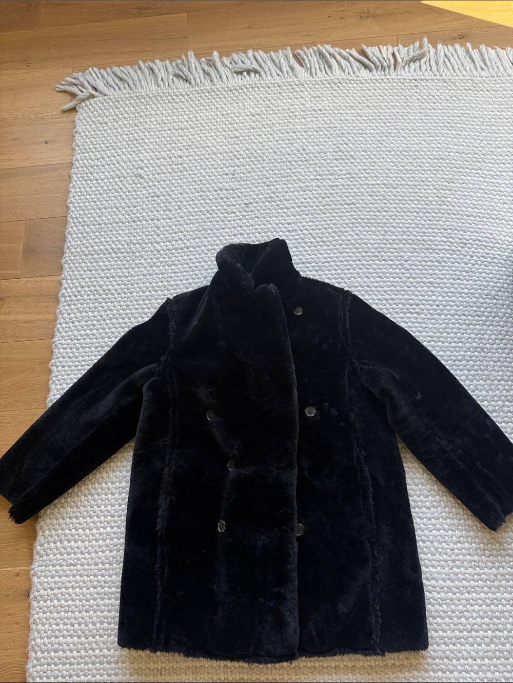 J. Crew Black Teddy Faux Fur Double-Breasted Jacket